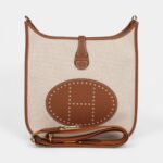 Hermès Evelyne III PM Gold Clemence and Ecru Toile H Canvas Gold Hardware