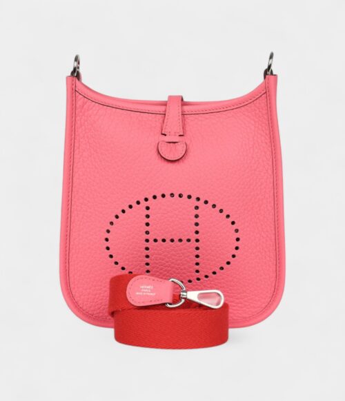 Hermès Evelyne TPM Rose Azalee Clemence Palladium Hardware