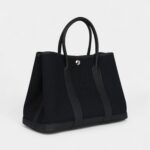 Hermès Garden Party 30 Black Toile and Negonda Palladium Hardware