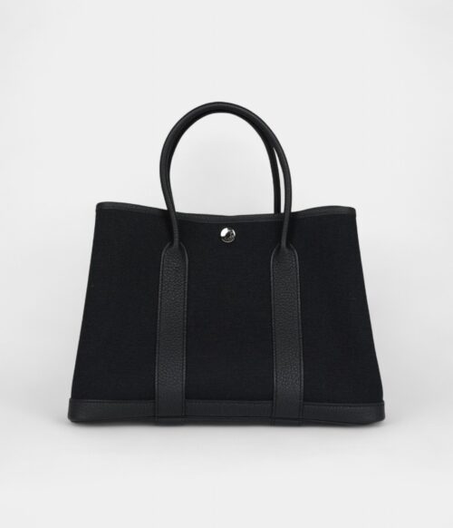 Hermès Garden Party 30 Black Toile and Negonda Palladium Hardware