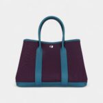 Hermès Garden Party 30 Cassis Toile H and Cobalt Negonda Palladium Hardware