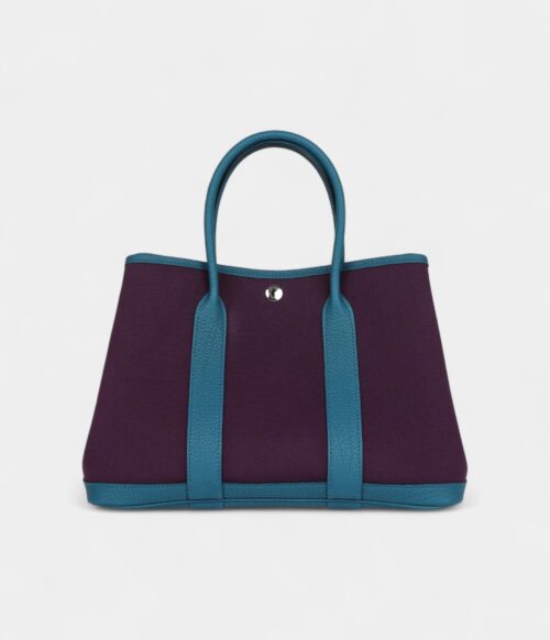 Hermès Garden Party 30 Cassis Toile H and Cobalt Negonda Palladium Hardware