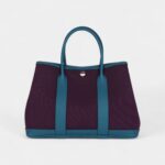 Hermès Garden Party 30 Cassis Toile H and Cobalt Negonda Palladium Hardware