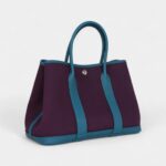 Hermès Garden Party 30 Cassis Toile H and Cobalt Negonda Palladium Hardware
