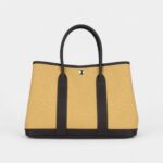 Hermès Garden Party 30 Paille Toile Militaire Canvas and Ebene Negonda Palladium Hardware