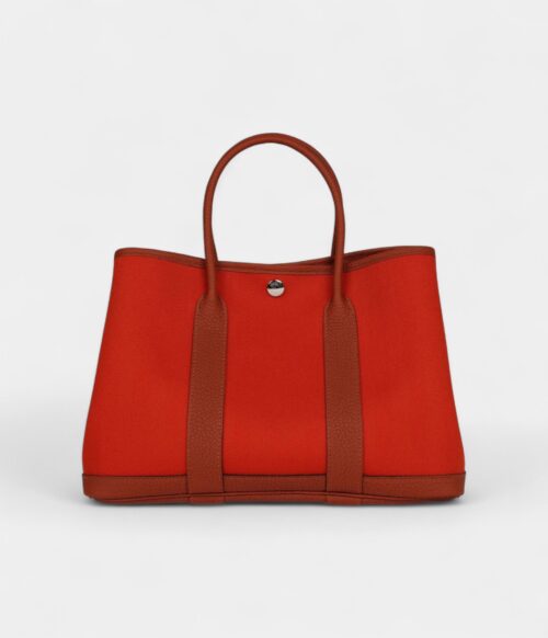 Hermès Garden Party 30 Terre Battue and Cuivre Toile Canvas and Negonda Palladium Hardware