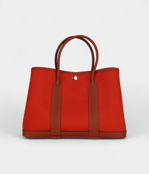 Hermès Garden Party 30 Terre Battue and Cuivre Toile Canvas and Negonda Palladium Hardware