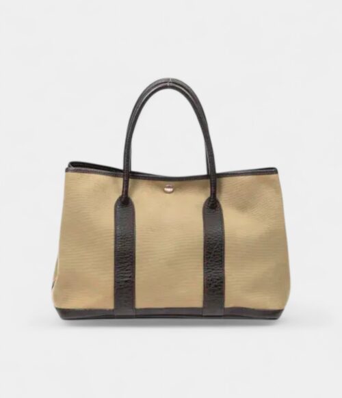Hermès Garden Party Leather and Canvas Handbag
