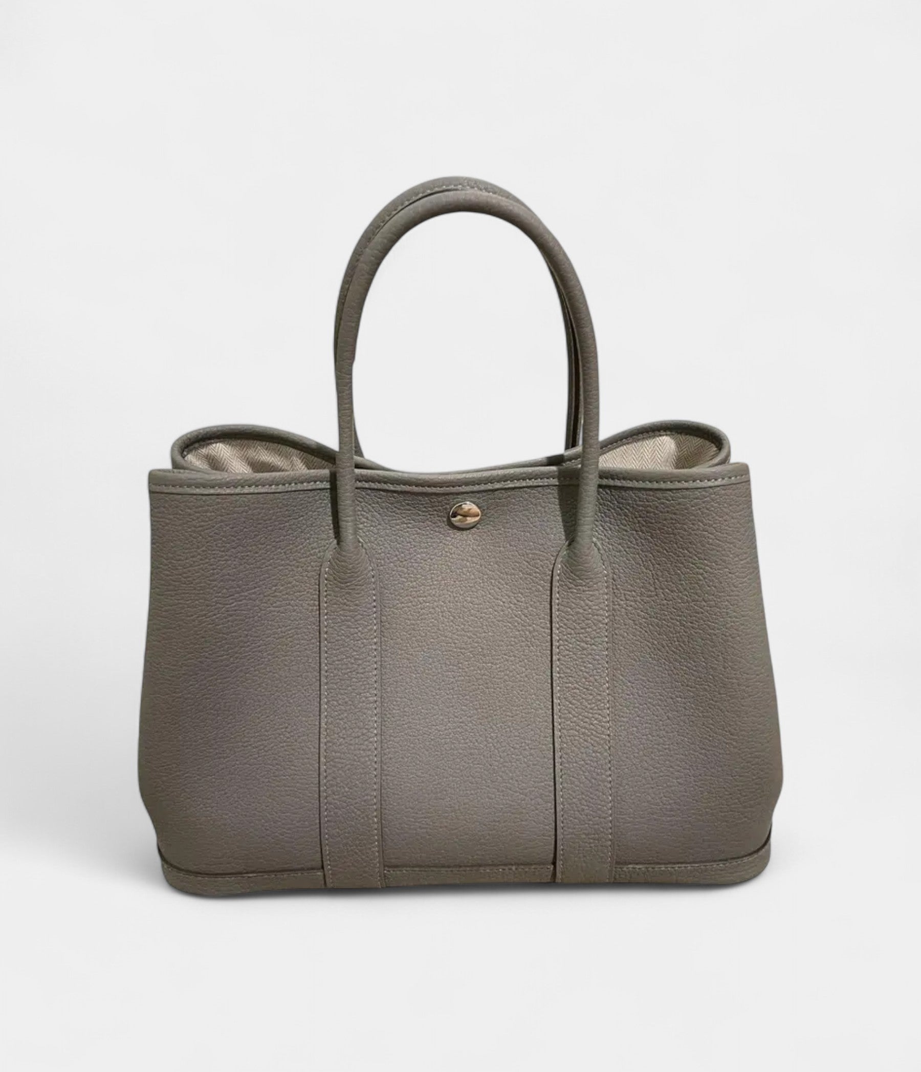 HermesGardenpartyGreyleatherToteBag_2.jpg Hermes Garden party Grey leather Tote Bag
