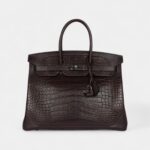 Hermès Ghillies Birkin 35 Ebene Matte Alligator and Swift Palladium Hardware