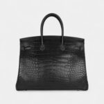 Hermès Ghillies Birkin 35 Ebene Matte Alligator and Swift Palladium Hardware