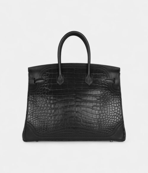 Hermès Ghillies Birkin 35 Ebene Matte Alligator and Swift Palladium Hardware
