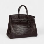 Hermès Ghillies Birkin 35 Ebene Matte Alligator and Swift Palladium Hardware