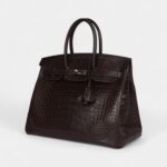 Hermès Ghillies Birkin 35 Ebene Matte Alligator and Swift Palladium Hardware