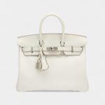 Hermes Gris Pale Swift Birkin 25 Palladium Hardware