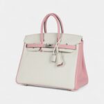 Hermès Birkin 25 – Rose Sakura & White Clemence with Brushed Palladium Hardware