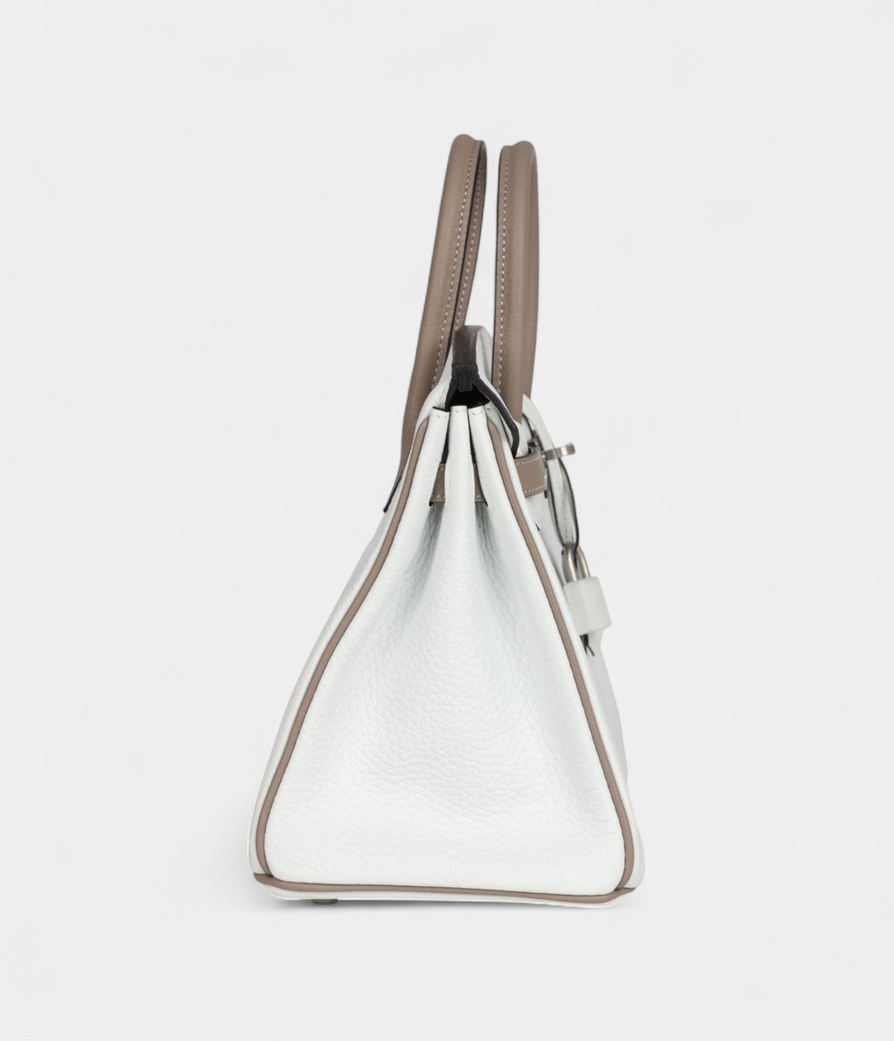 HermesHSSBirkin25_White_EtoupeClemencewithBrushedPalladiumHardware_1-1.jpg Hermès Birkin 25 – White & Etoupe Clemence with Brushed Palladium Hardware