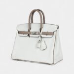 Hermès Birkin 25 – White & Etoupe Clemence with Brushed Palladium Hardware