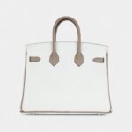 Hermès Birkin 25 – White & Etoupe Clemence with Brushed Palladium Hardware