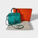 Hermès Halzan Green Leather Handbag
