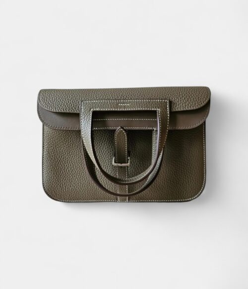 Hermès Halzan Leather Beige Handbag