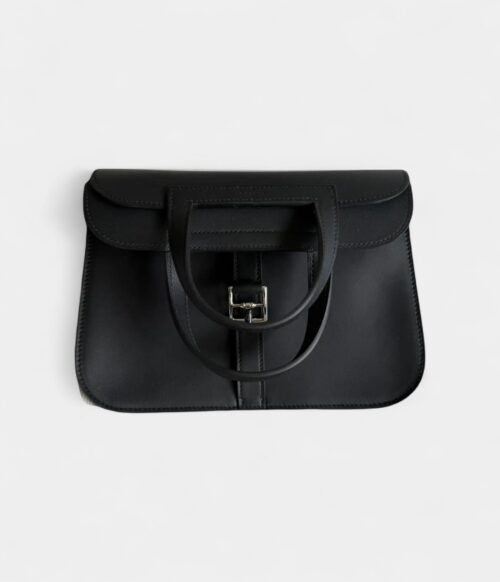 Hermès Halzan Leather Black Handbag