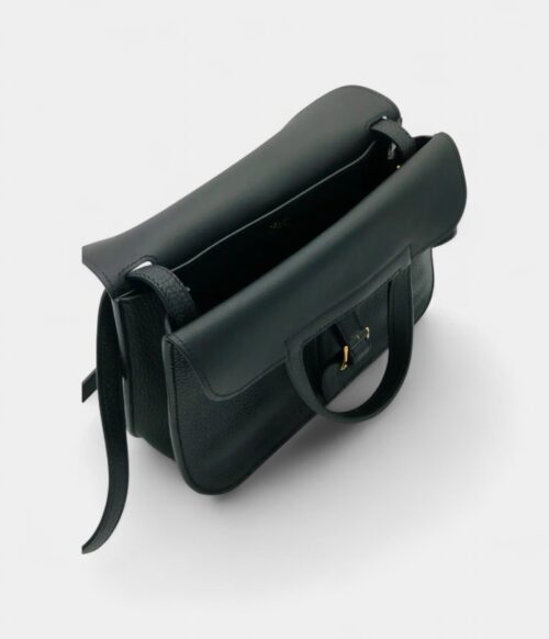 Hermès Halzan Black Leather Handbag