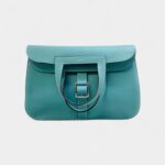 Hermès Halzan Leather Blue Handbag