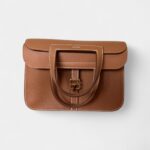 Hermès Halzan Leather Camel Handbag