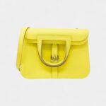 Hermès Halzan Leather Lime Yellow Handbag