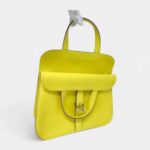 Hermès Halzan Leather Lime Yellow Handbag