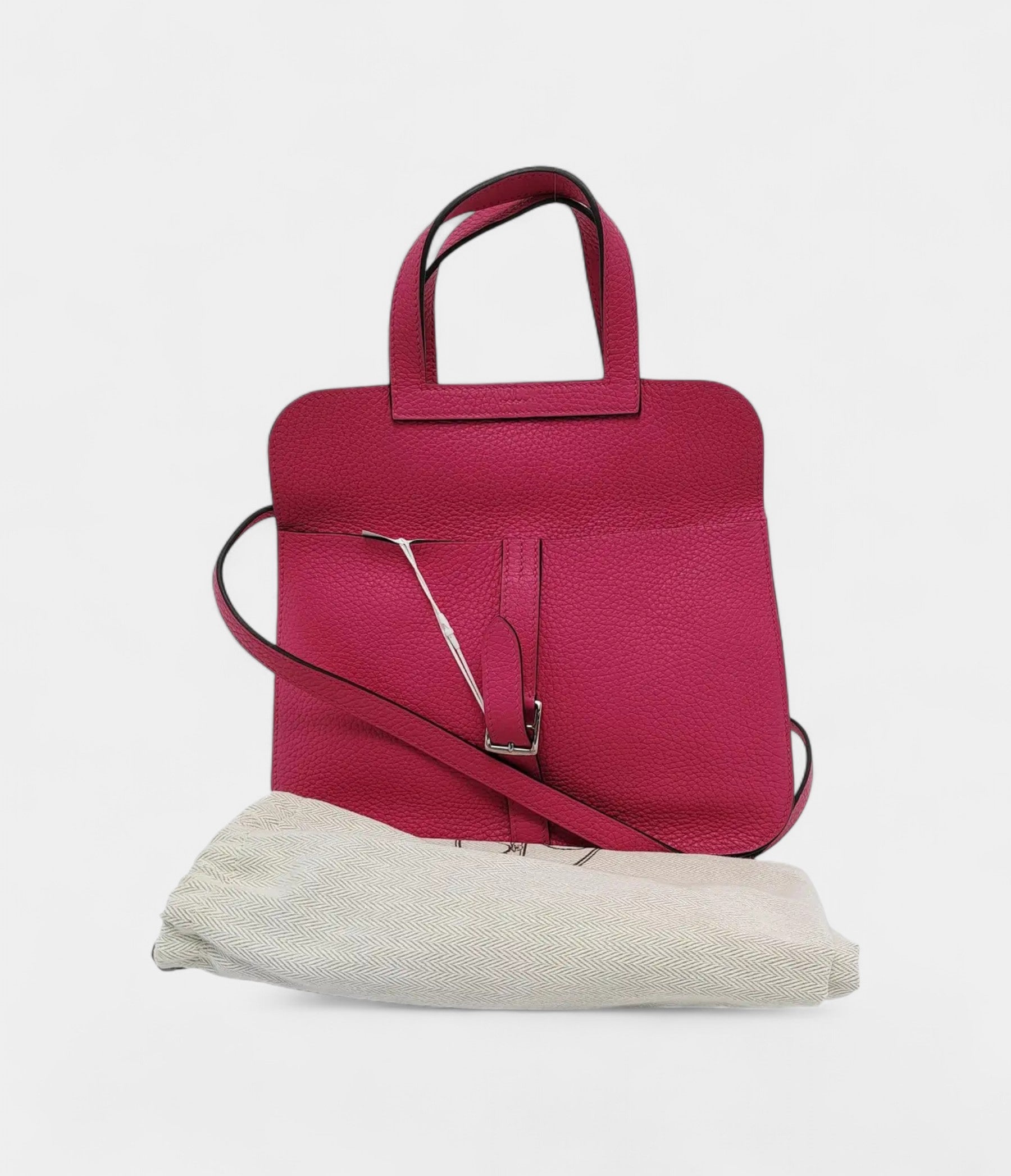 HermesHalzanLeatherPinkHandbag_3.jpg Hermès Halzan Leather Pink Handbag