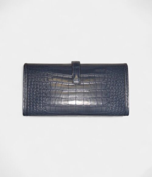 Hermès Jige 29 Clutch Bag Blue Alligator