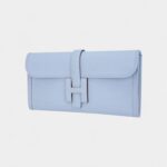 Hermes Jige Elan 29 Blue Brume Clutch Bag Evercolor Leather