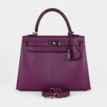 Hermes Kelly 25 Anemone Chevre Mysore Palladium Hardware