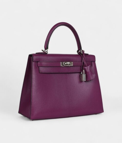 Hermes Kelly 25 Anemone Chevre Mysore Palladium Hardware