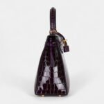 Hermes Kelly 25 Aubergine Shiny Niloticus Crocodile Gold Hardware