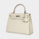 Hermes Kelly 25 Beton Ostrich Palladium Hardware