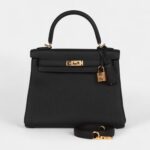 Hermes Kelly 25 Black Togo Gold Hardware