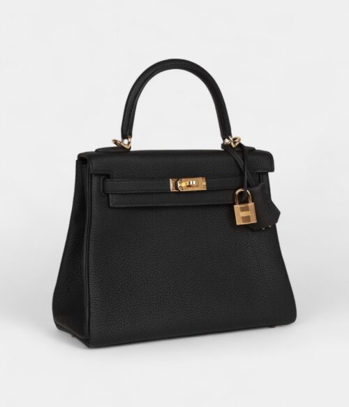 Hermes Kelly 25 Black Togo Gold Hardware