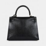 Hermes Kelly 25 Black Varanus Niloticus Lizard Gold Hardware