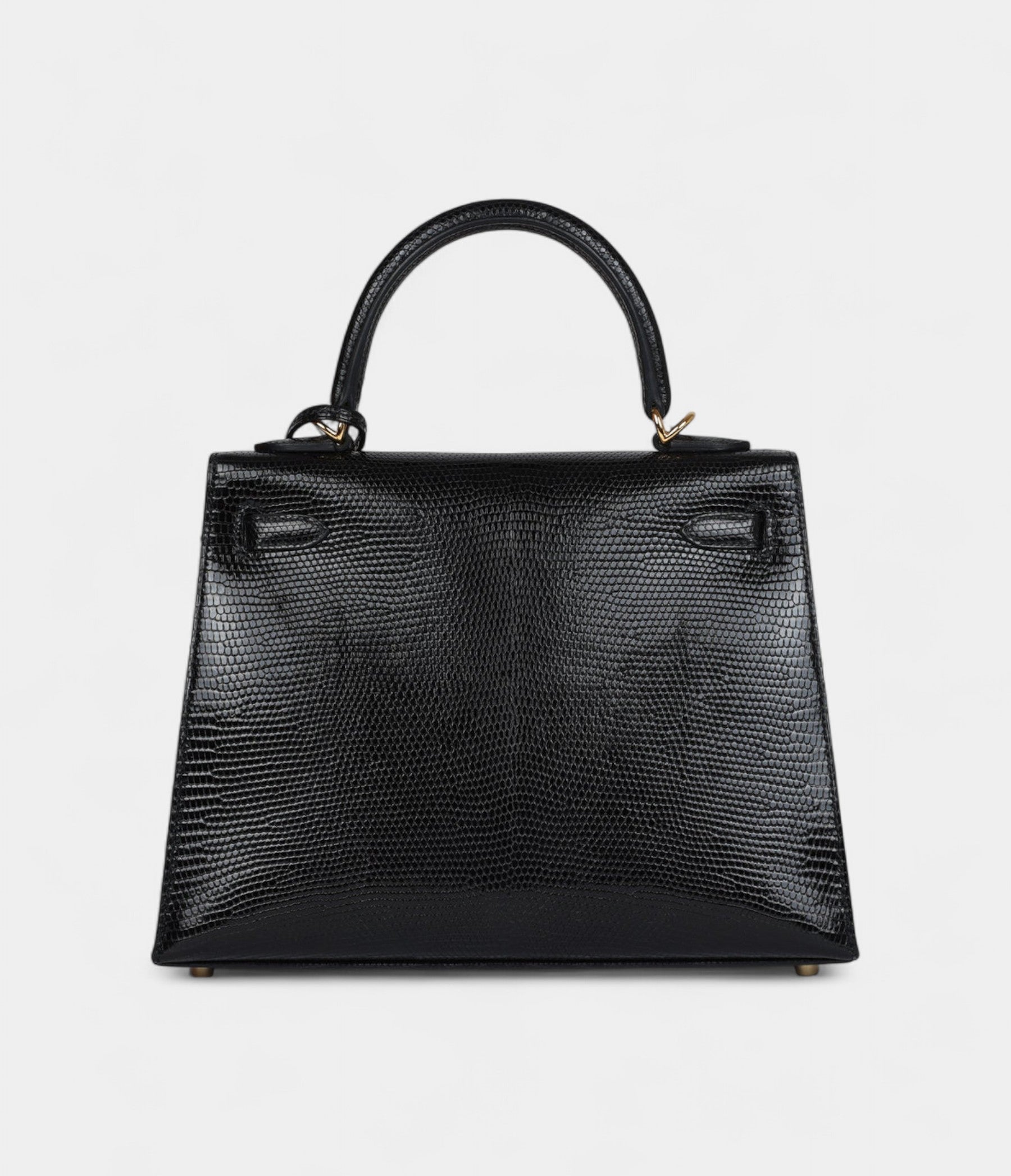 Hermes Kelly 25 Black Varanus Niloticus Lizard Gold Hardware