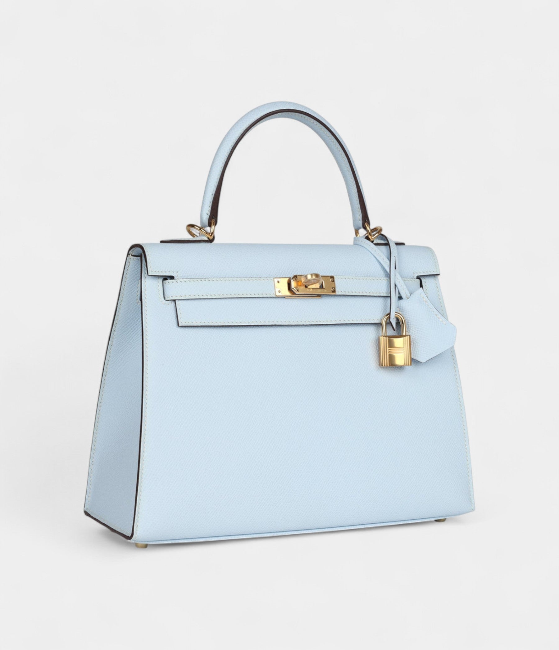 Hermes Kelly 25 Bleu Brume Epsom Gold Hardware