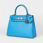 Hermes Kelly 25 Bleu Frida Chevre Gold Hardware