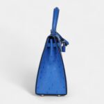 Hermes Kelly 25 Bleu Ostrich Palladium Hardware