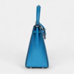 Hermes Kelly 25 Bleu Zanzibar Chevre Palladium Hardware