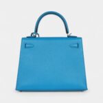 Hermes Kelly 25 Bleu Zanzibar Chevre Palladium Hardware