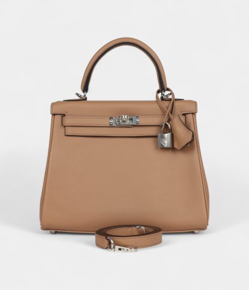 Hermes Kelly 25 Chai Swift Palladium Hardware