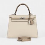 Hermes Kelly 25 Craie and Trench Epsom Brushed Palladium Hardware