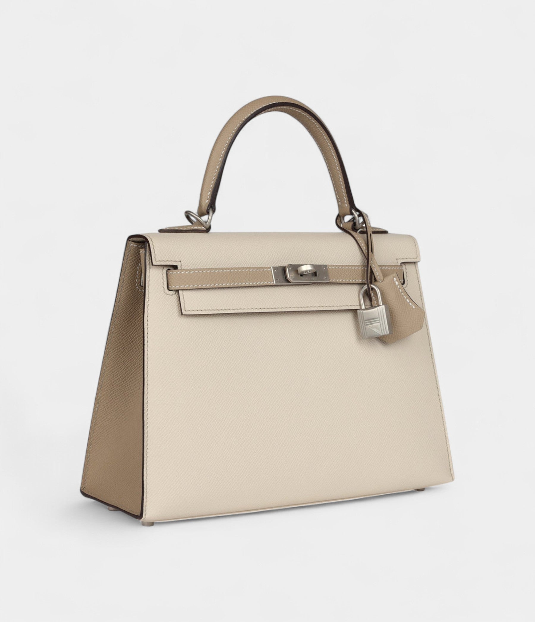 Hermes Kelly 25 Craie and Trench Epsom Brushed Palladium Hardware